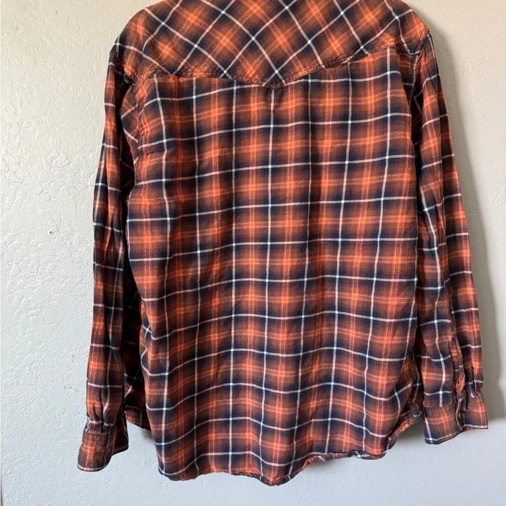 Men's Orange Plaid Shirt - Picture 2 of 2